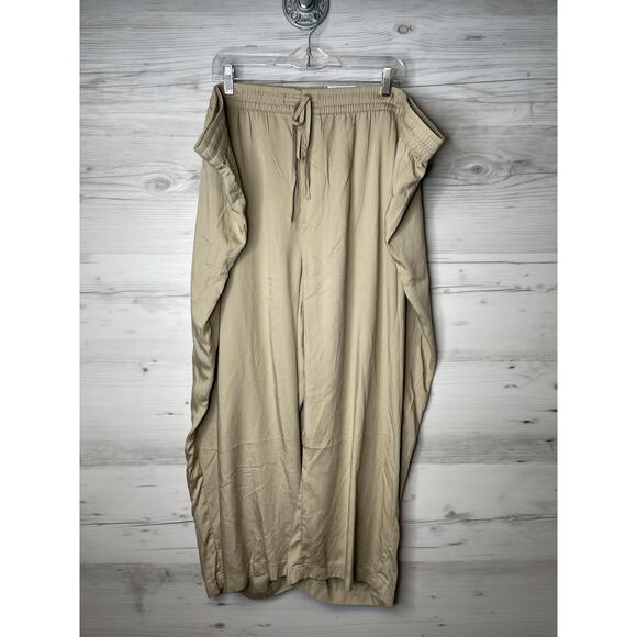 St Johns Bay Crop Pants Womens 3X Biscotti Beige Drawstring Easy Fit Pockets - Picture 1 of 15